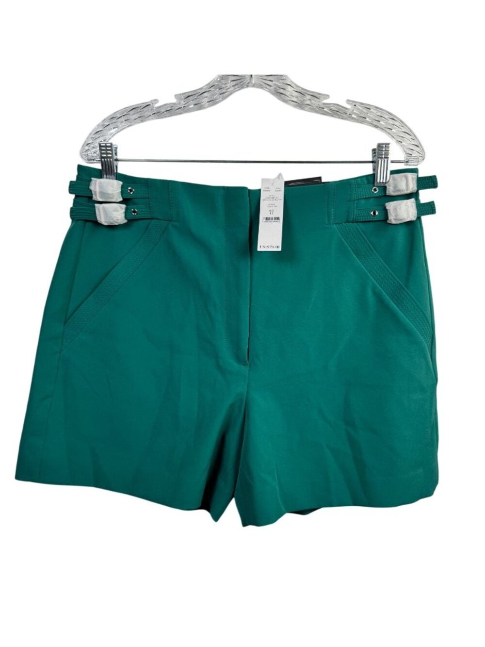 NEW White House Black Market 5" Tropical Teal Shorts Size 12 Buckle Preppy